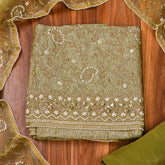 Crush Shimmer Green Unstitched Suit